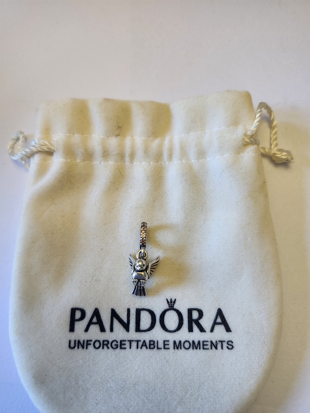 Pandora Retired Dove Of Peace Dangle Charm with CZ